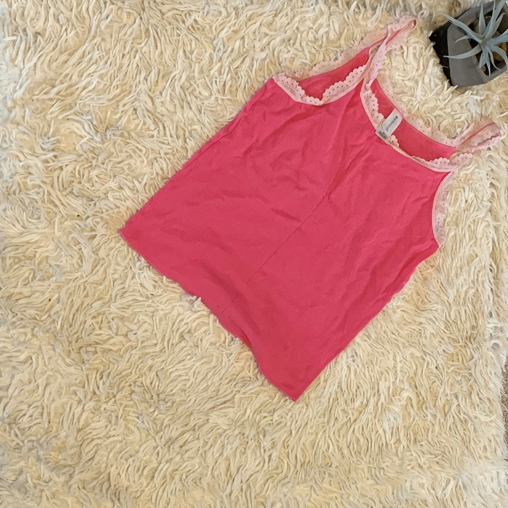 No Boundaries Tank Top Pink Lace Scoop Neck Sz M